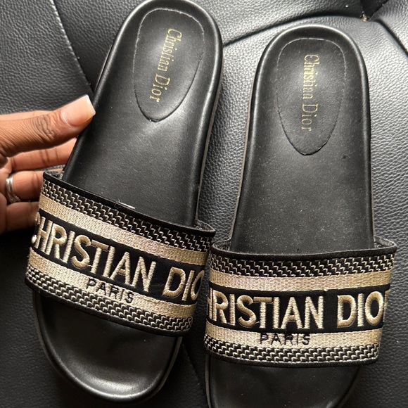 Dior Black and Gold Slide Sandals - Picture 5 of 5